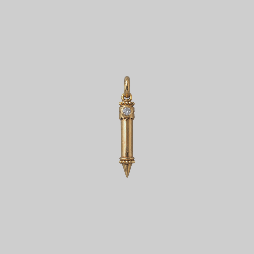 Dear Diary solid gold pencil charm set with a natural diamond