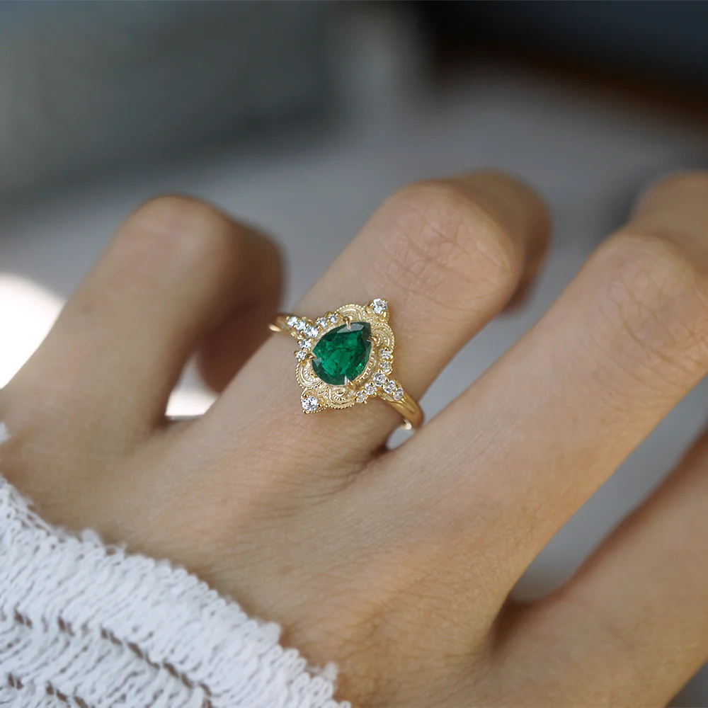 Emerald Dreamweaver Diamond Ring in 14K and 18K Gold Tippy Taste Jewelry