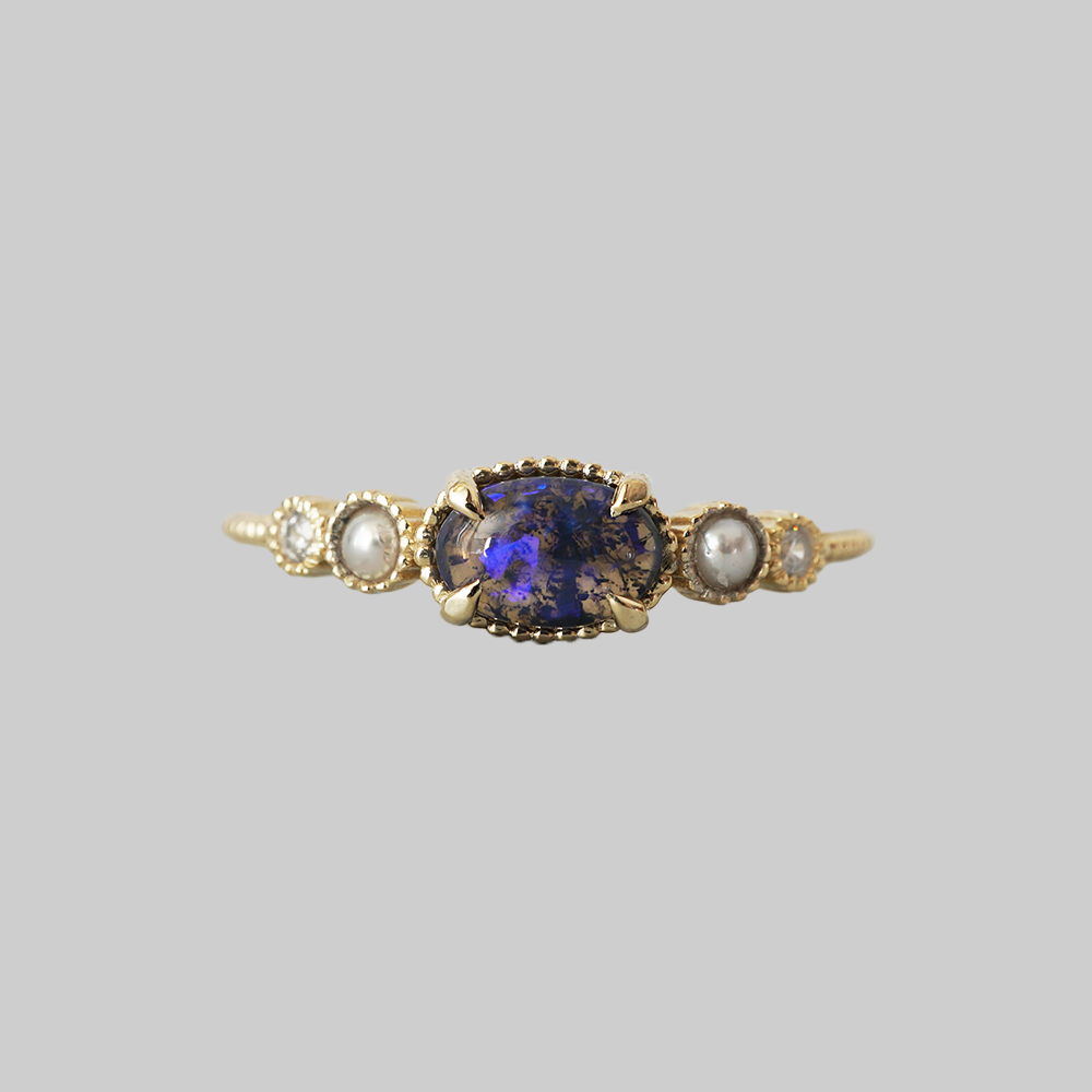 Limited Edition: Black Opal and Pearl Dusklit Ring in 14K and 18K Gold