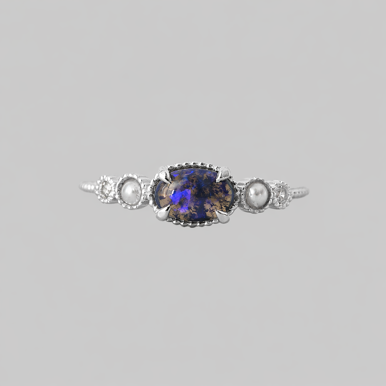 Limited Edition: Black Opal and Pearl Dusklit Ring in 14K and 18K Gold