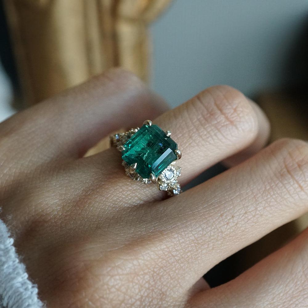 One Of A Kind: Emerald Knightsbridge Diamond Ring in 14K and 18K Gold - Tippy Taste Jewelry