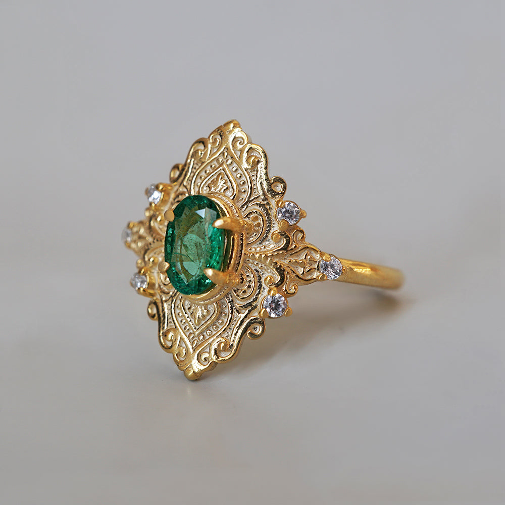 Emerielle Emerald Diamond Ring in 14K and 18K Gold