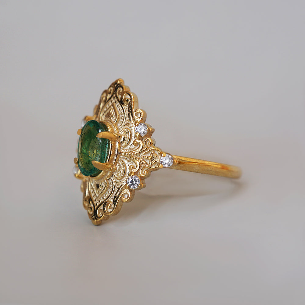 Emerielle Emerald Diamond Ring in 14K and 18K Gold