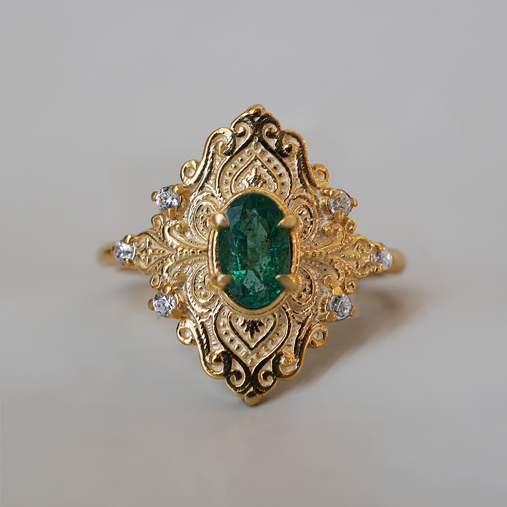 Emerielle Emerald Diamond Ring in 14K and 18K Gold