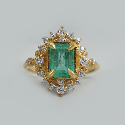 One Of A Kind: Colombian Emerald Evermore Diamond Ring in 14K and 18K Gold