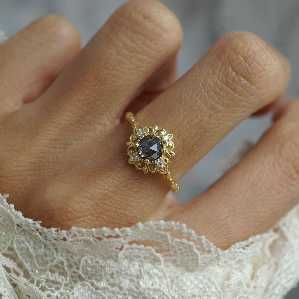 Fiorella Salt & Pepper Diamond Ring in 14K and 18K Gold