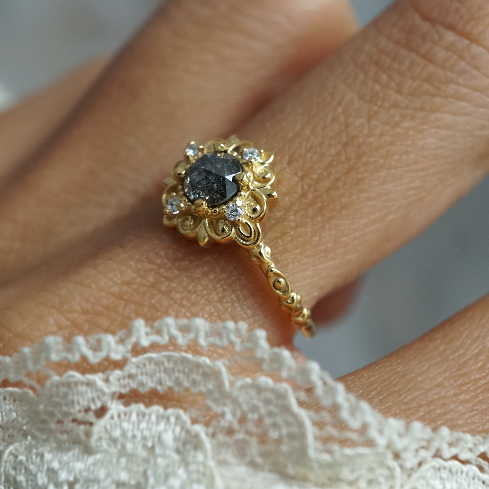 Fiorella Salt & Pepper Diamond Ring in 14K and 18K Gold