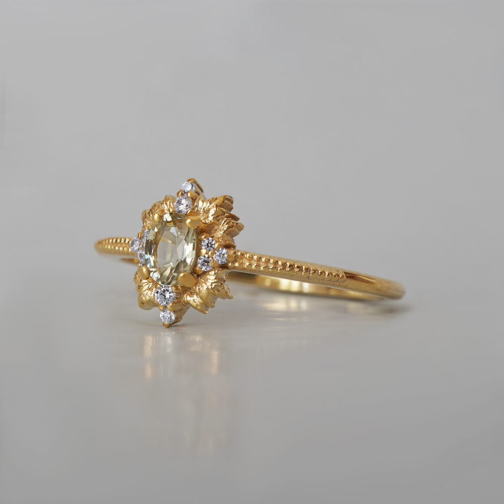 Golden Verse Sapphire Diamond Ring in 14K and 18K Gold