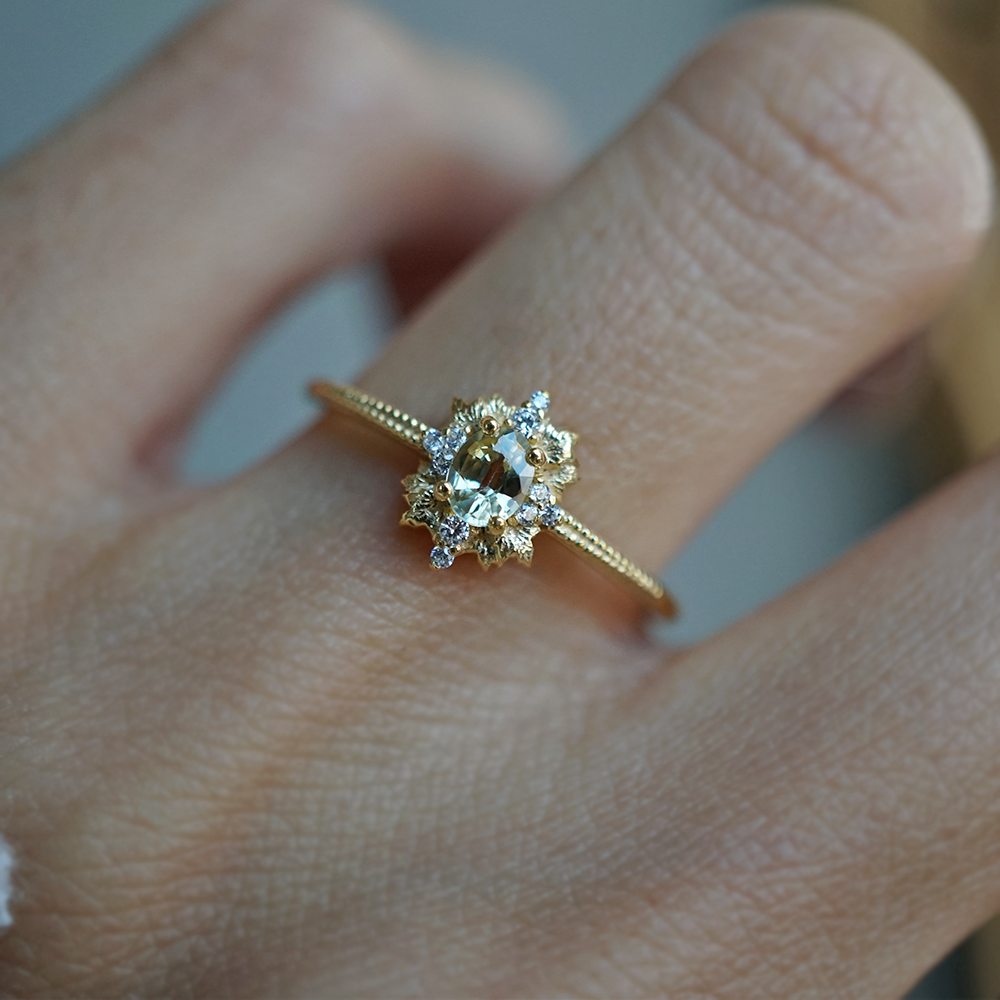 Golden Verse Sapphire Diamond Ring in 14K and 18K Gold