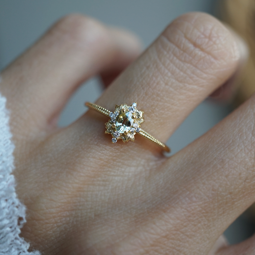 Golden Verse Sapphire Diamond Ring in 14K and 18K Gold