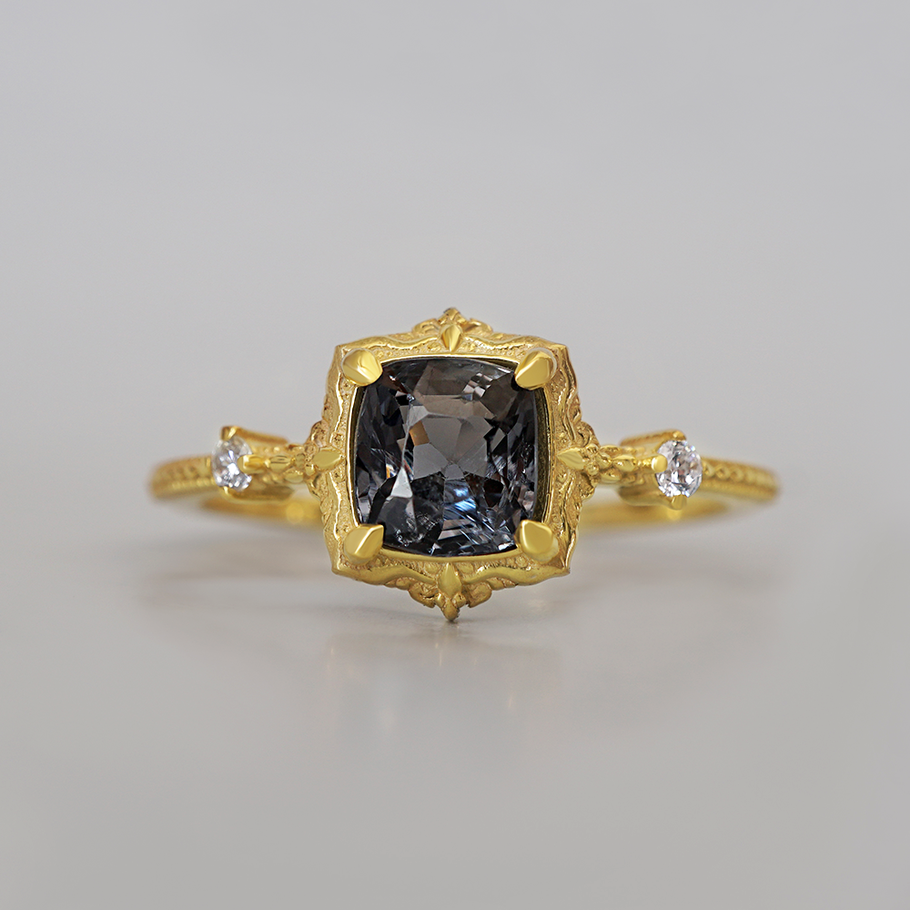 Limited Edition: Grey Spinel Requiem Ring in 14K and 18K Gold