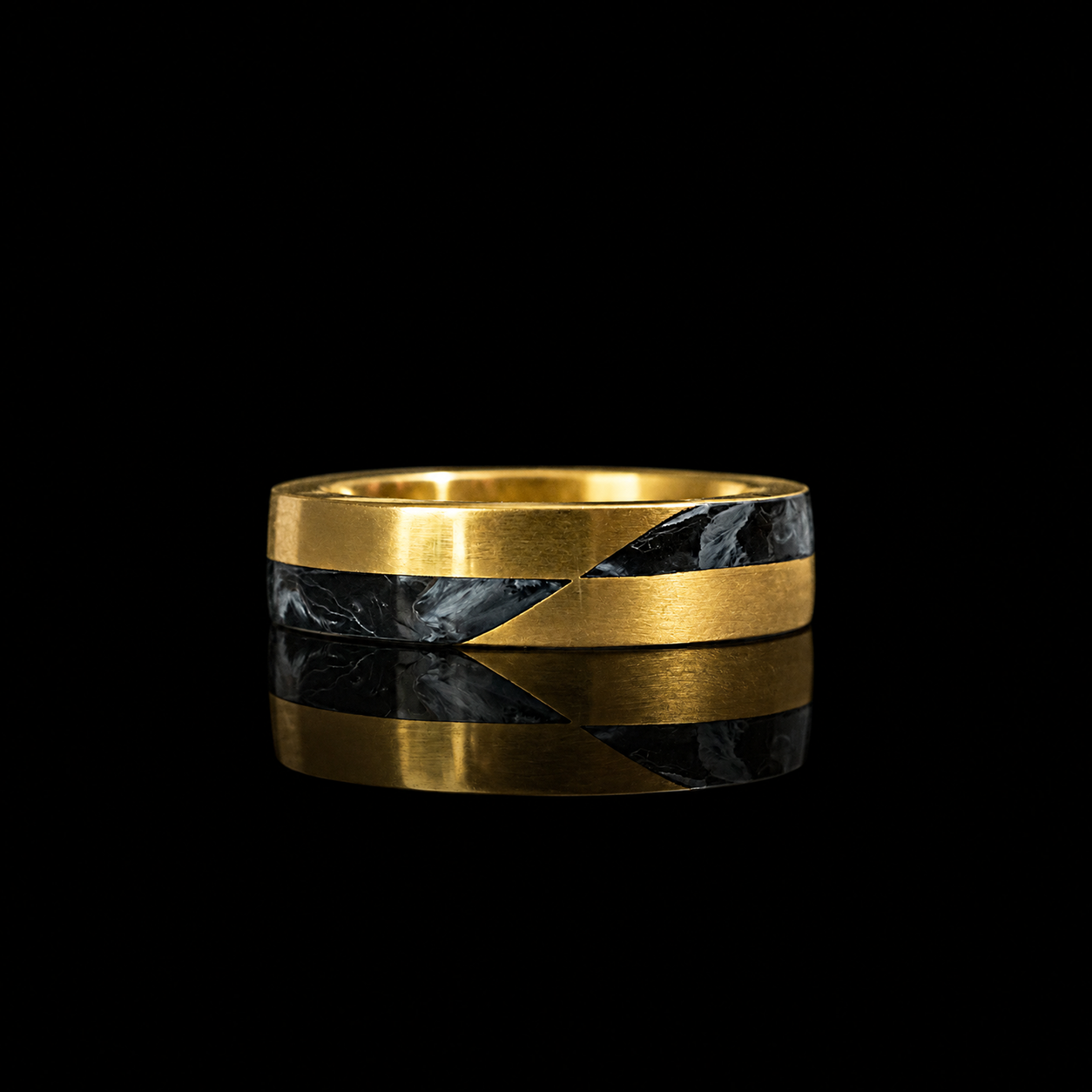 Grid Pietersite Ring in Sterling Silver and 14K Gold, 5.8mm
