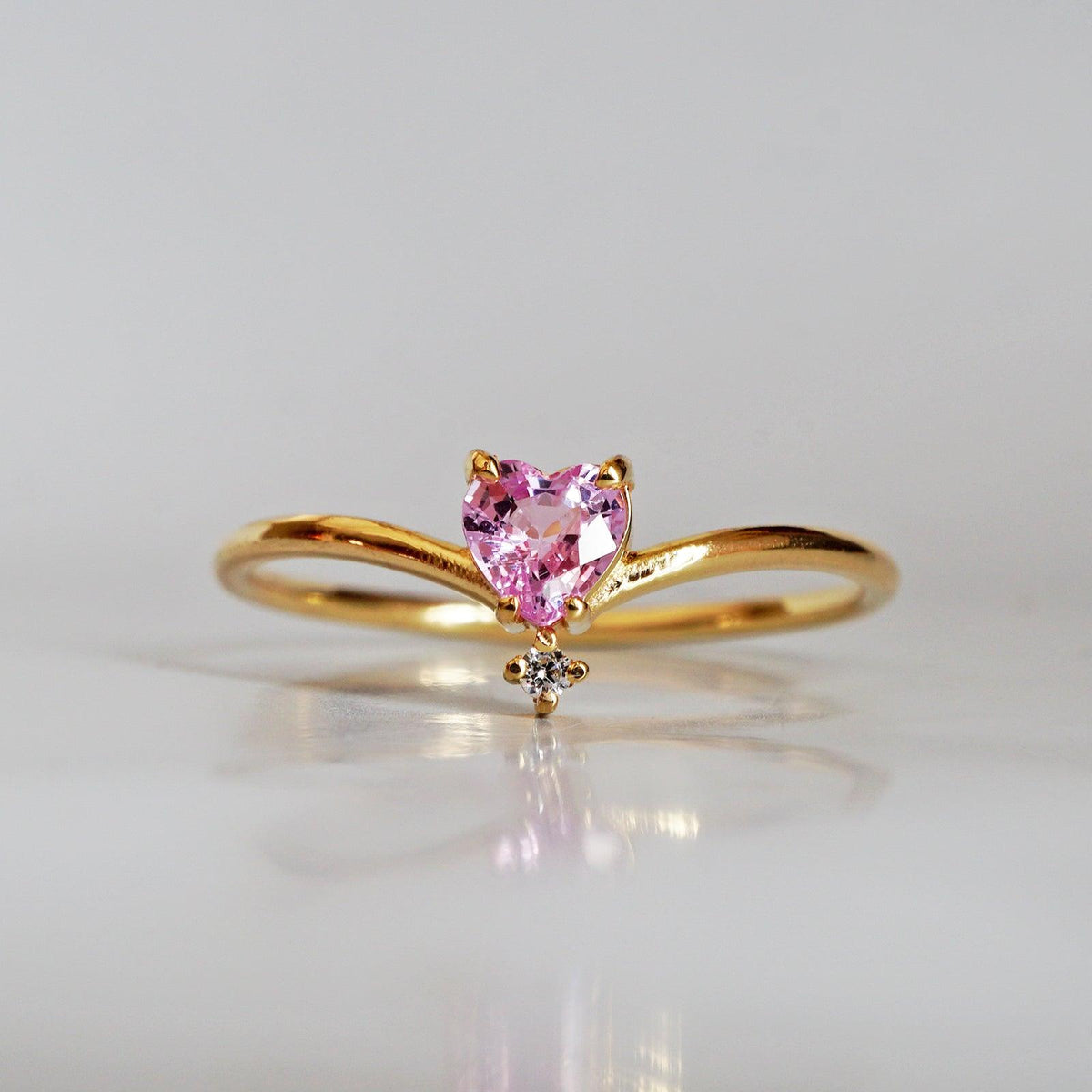 14K Pink Sapphire Heart Ring