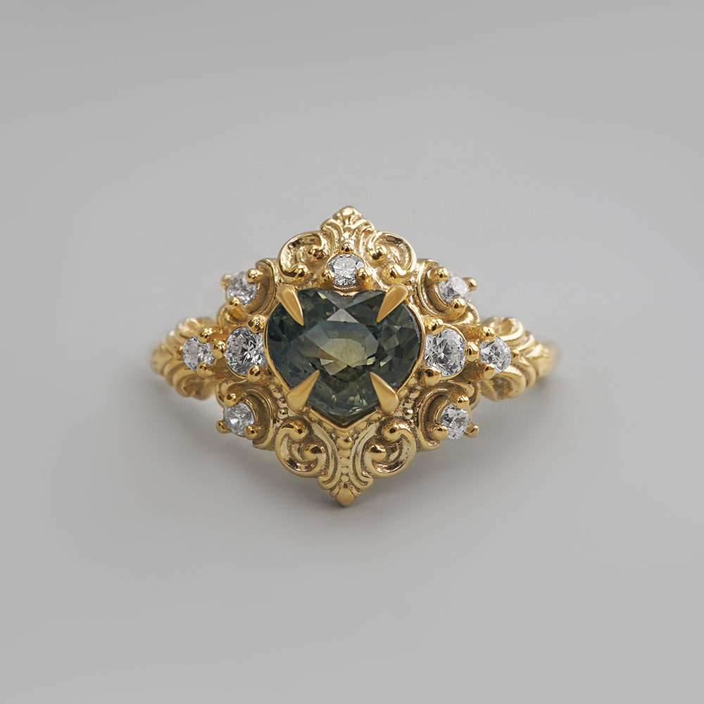 One Of A Kind: Heart Of Provence Bicolor Sapphire Heart Ring in 14K and 18K Gold