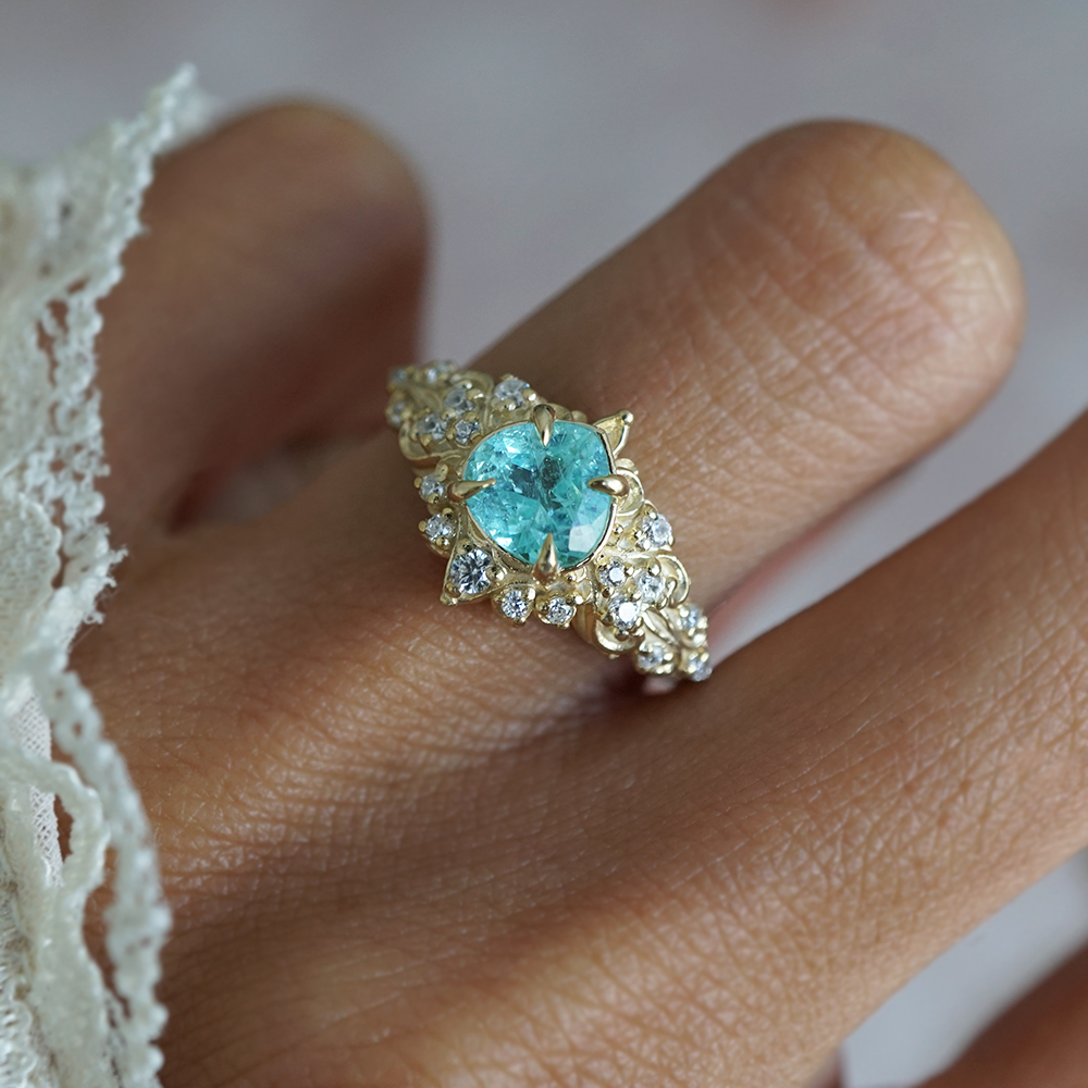 One Of A Kind: Heart Of The Reef Paraiba Tourmaline Ring in 14K and 18K Gold