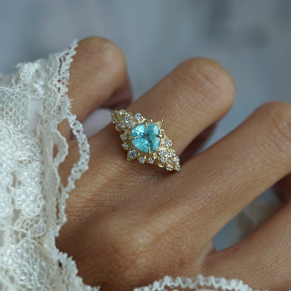 One Of A Kind: Heart Of The Reef Paraiba Tourmaline Ring in 14K and 18K Gold