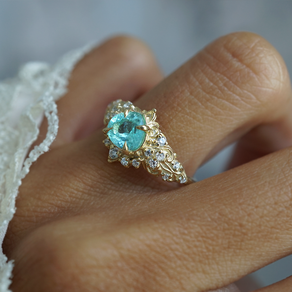 One Of A Kind: Heart Of The Reef Paraiba Tourmaline Ring in 14K and 18K Gold
