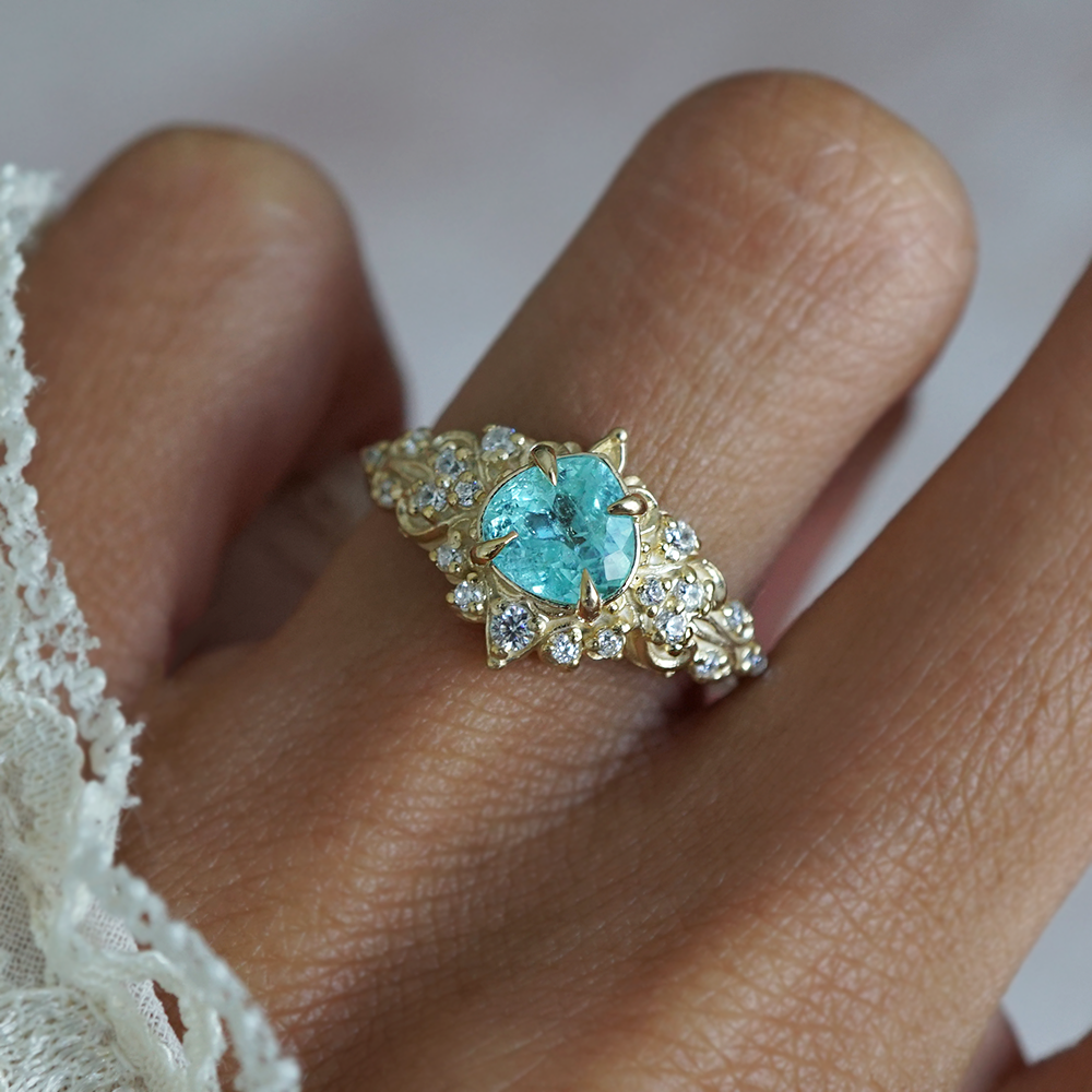 One Of A Kind: Heart Of The Reef Paraiba Tourmaline Ring in 14K and 18K Gold