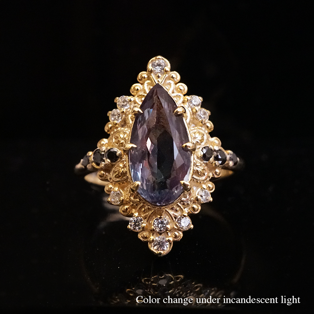 One Of A Kind: Hidden Light Alexandrite Diamond Ring in 14K and 18K Gold, 1.7ct