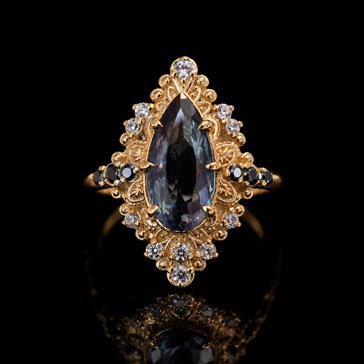 One Of A Kind: Hidden Light Alexandrite Diamond Ring in 14K and 18K Gold, 1.7ct