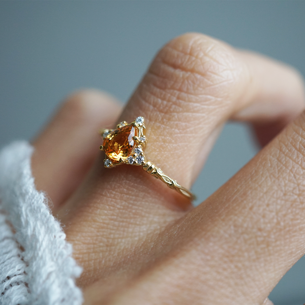 One Of A Kind: Yellow Sapphire Honeydrop Diamond Ring in 14K and 18K Gold