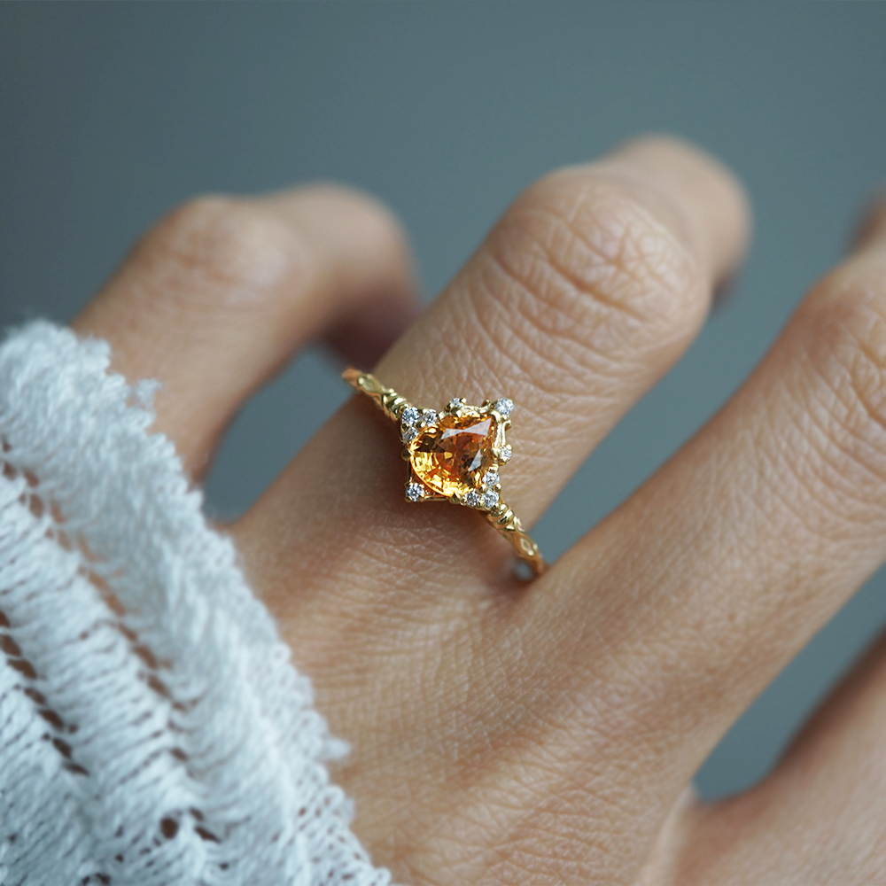 One Of A Kind: Yellow Sapphire Honeydrop Diamond Ring in 14K and 18K Gold