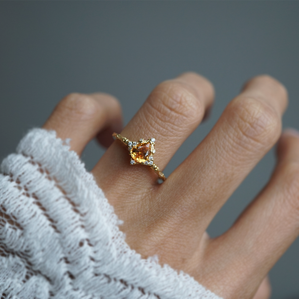 One Of A Kind: Yellow Sapphire Honeydrop Diamond Ring in 14K and 18K Gold