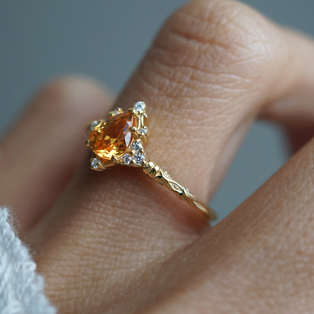 One Of A Kind: Yellow Sapphire Honeydrop Diamond Ring in 14K and 18K Gold