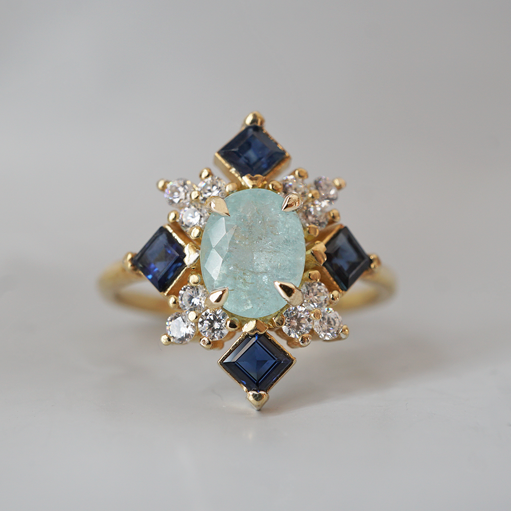 One Of A Kind: Paraiba Tourmaline Sapphire Illuminati Diamond Ring in 14K and 18K Gold