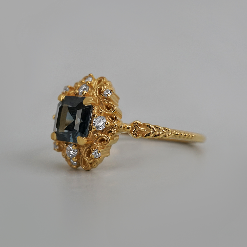 Limited Edition: Isadora Blue Spinel Diamond Ring in 14K and 18K Gold