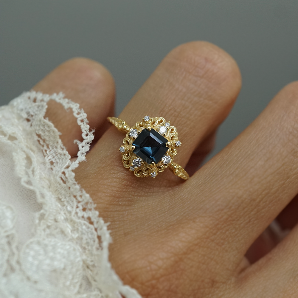 Limited Edition: Isadora Blue Spinel Diamond Ring in 14K and 18K Gold