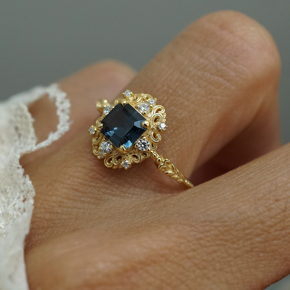 Limited Edition: Isadora Blue Spinel Diamond Ring in 14K and 18K Gold