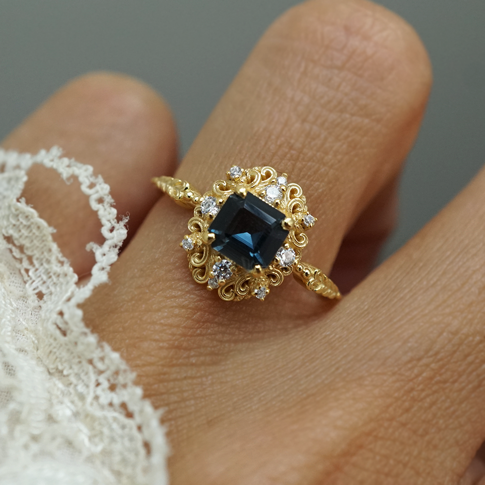 Limited Edition: Isadora Blue Spinel Diamond Ring in 14K and 18K Gold