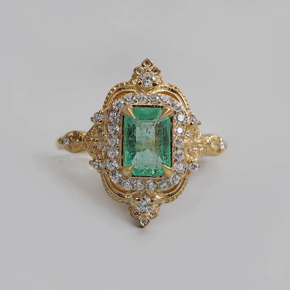 One Of A Kind: Keepsake Colombian Emerald & Diamond Ring in 14K and 18K Gold