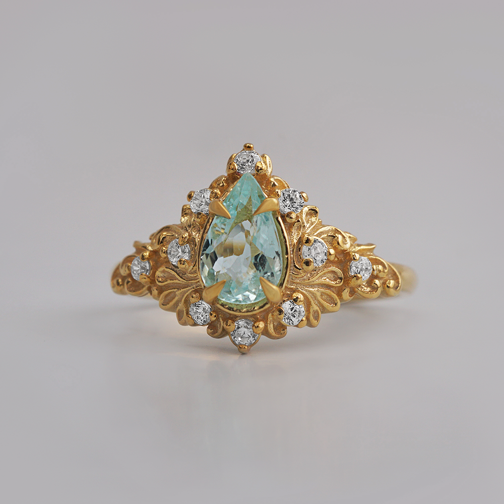 One Of A Kind: Lagoon Light Paraiba Tourmaline Ring in 14K and 18K Gold