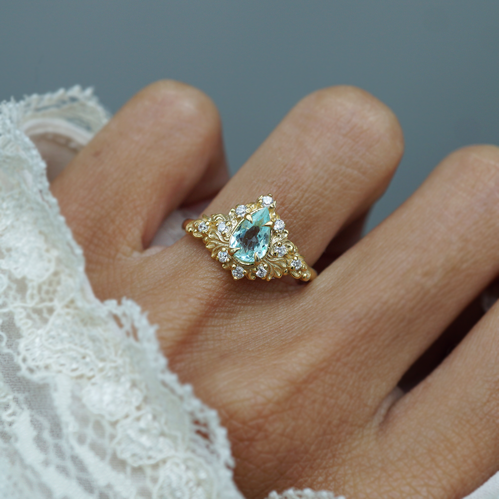 One Of A Kind: Lagoon Light Paraiba Tourmaline Ring in 14K and 18K Gold