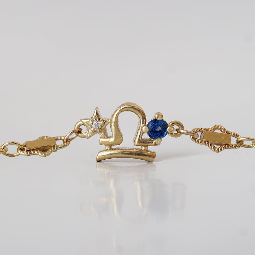 14K Libra Horoscope Birthstone Bracelet (Sapphire + Opal)
