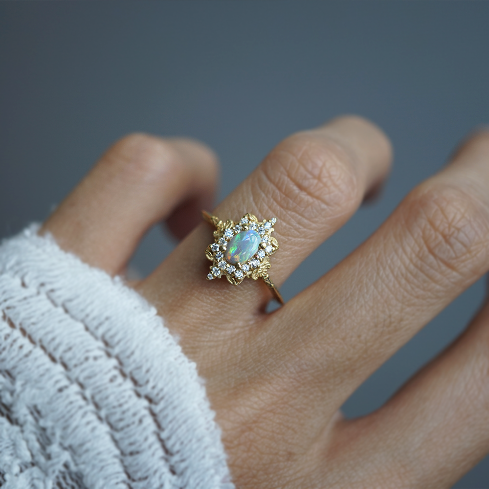 Liora Opal Diamond Ring in 14K and 18K Gold