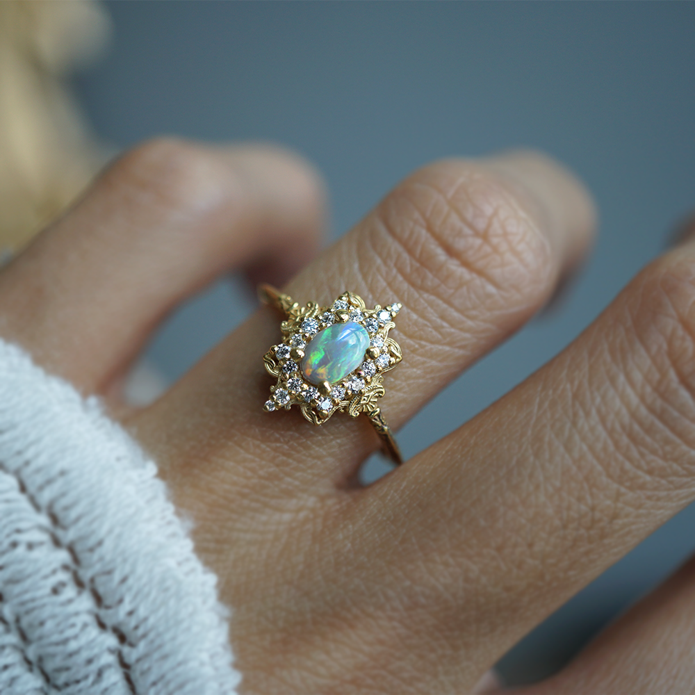 Liora Opal Diamond Ring in 14K and 18K Gold