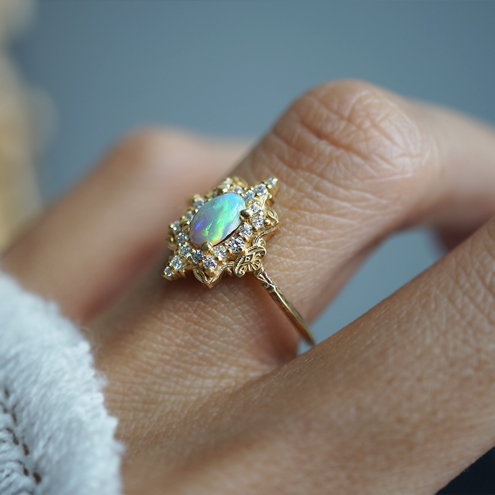 Liora Opal Diamond Ring in 14K and 18K Gold