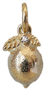 Little Zest solid gold lemon charm with a natural diamond, cut out