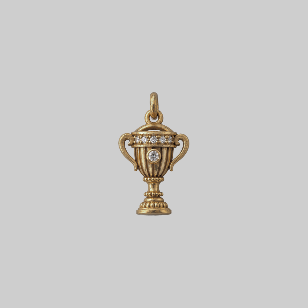 Little Victory solid gold trophy charm set with natural diamonds
