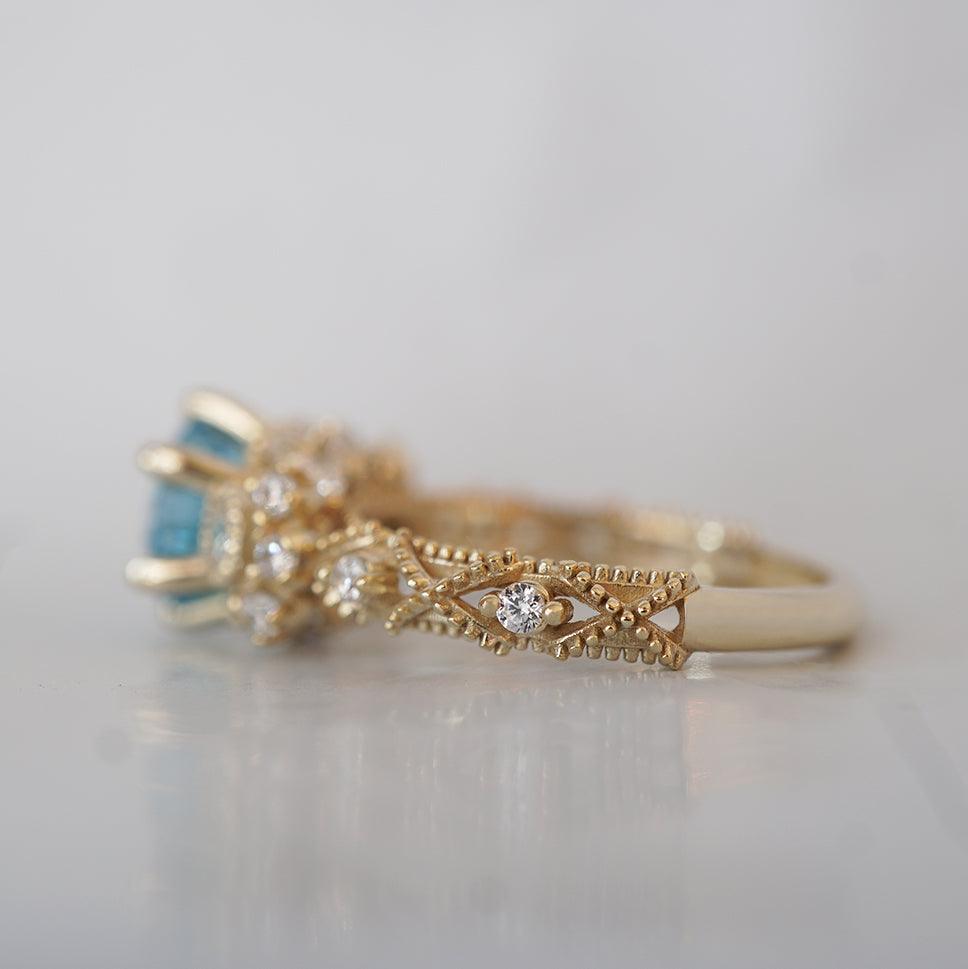 Blue Topaz Westminster Diamond Ring in 14K and 18K Gold - Tippy Taste Jewelry