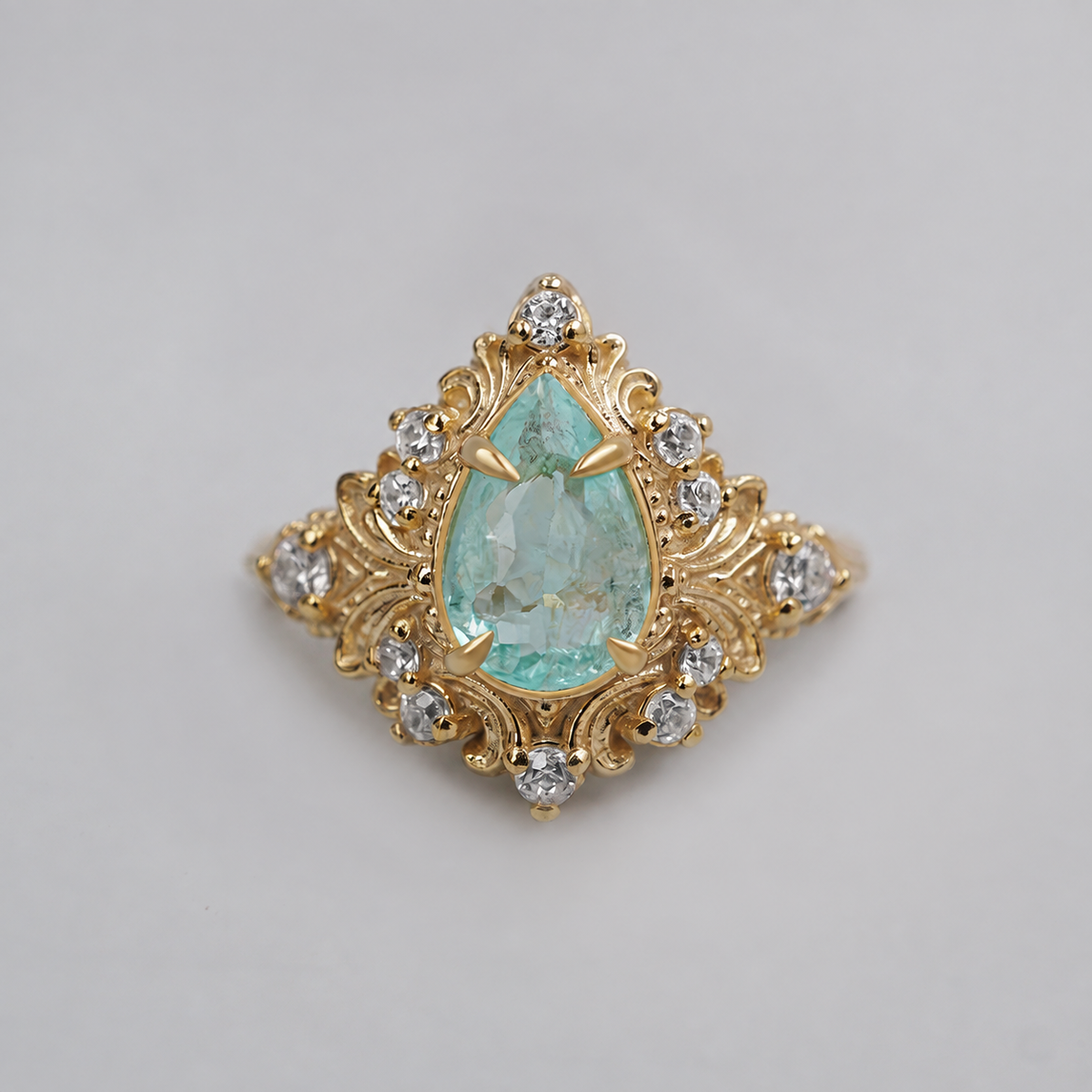 One Of A Kind: Luce Marina Paraiba Tourmaline Ring in 14K and 18K Gold