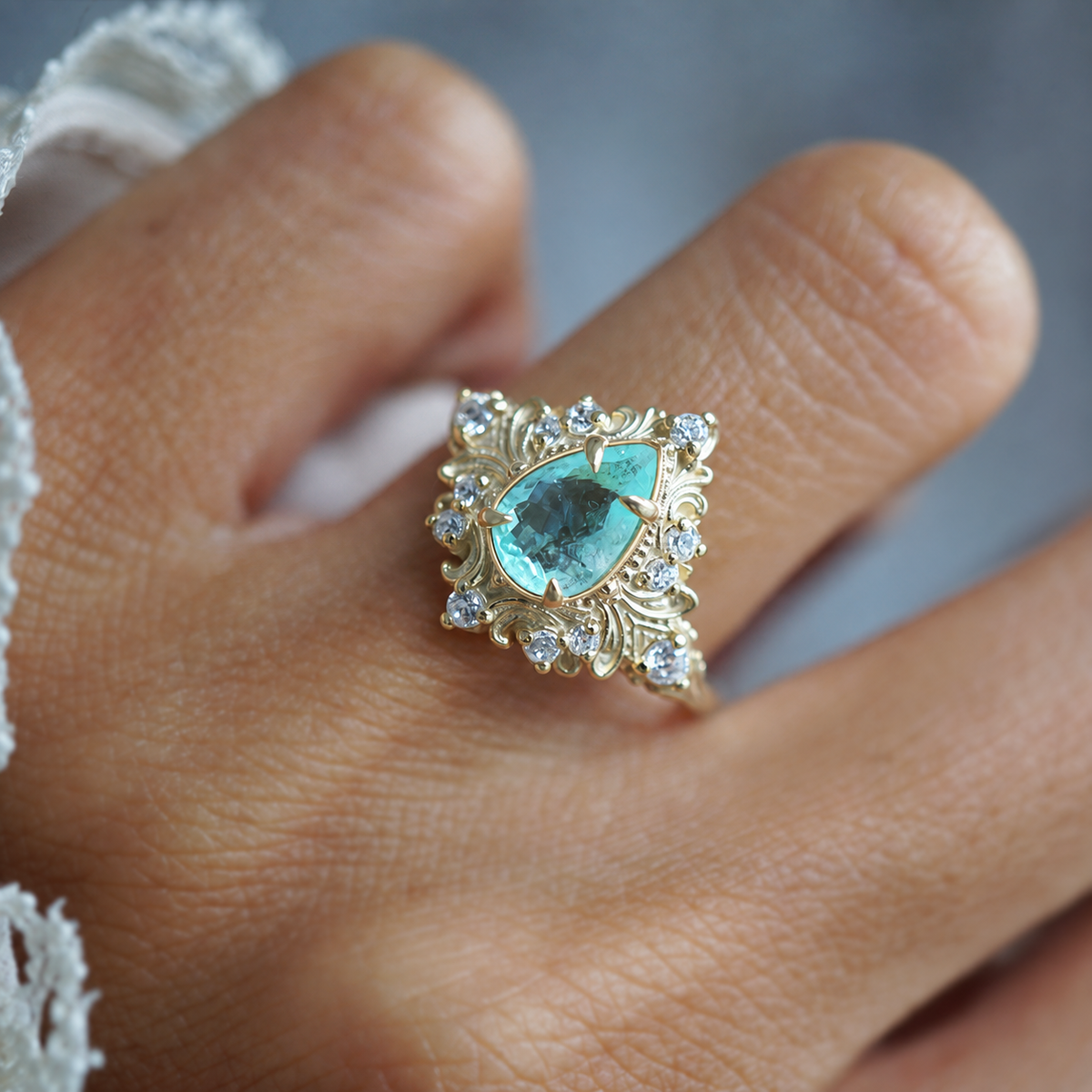 One Of A Kind: Luce Marina Paraiba Tourmaline Ring in 14K and 18K Gold