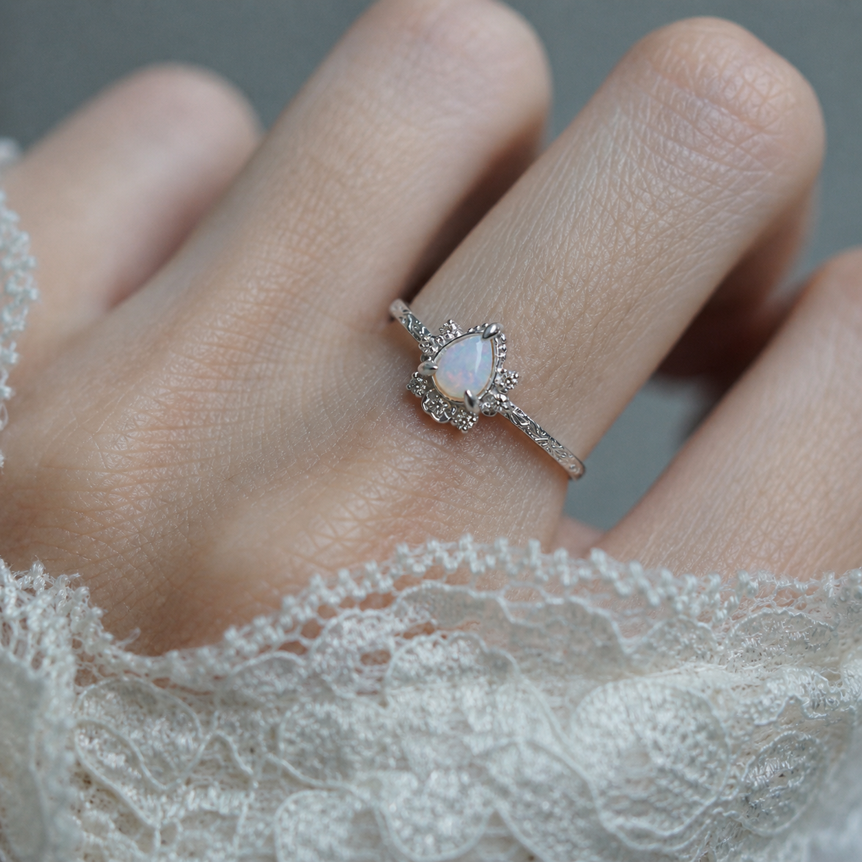 Lunaria Opal Ring in Sterling Silver