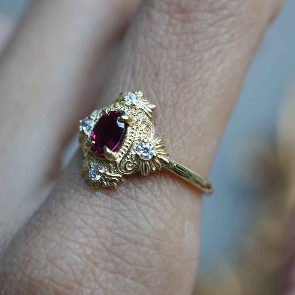 Ruby Medici Diamond Ring in 14K and 18K Gold