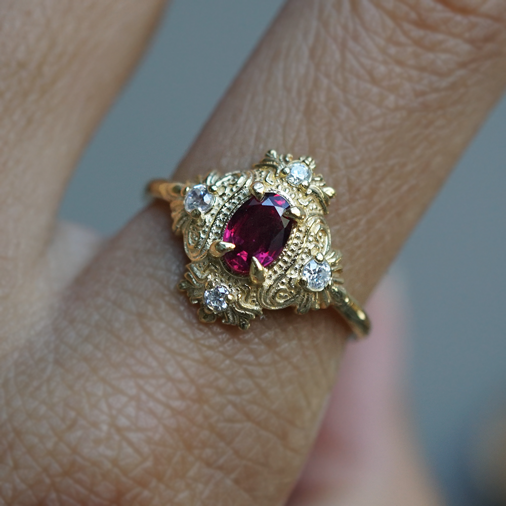 Ruby Medici Diamond Ring in 14K and 18K Gold