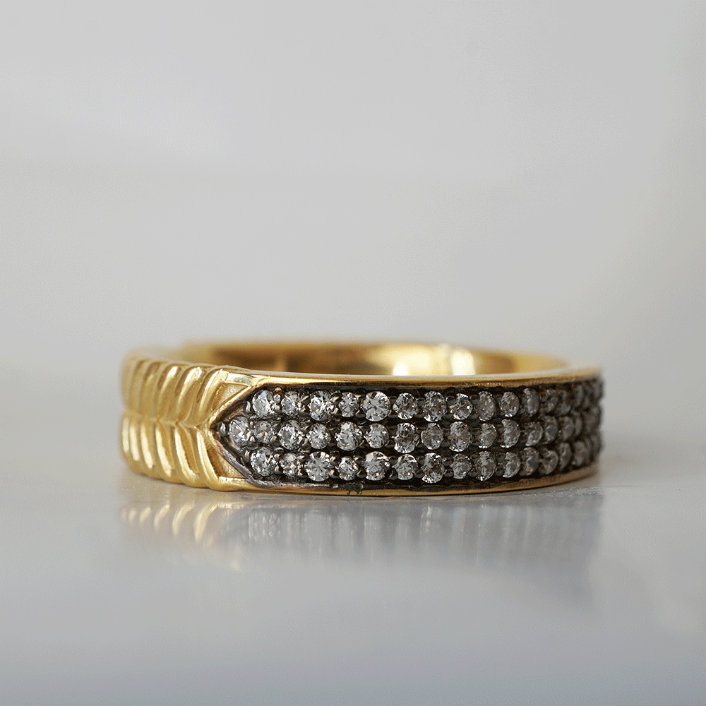 Gothic Spiral Black Diamond Ring in 14K and 18K Gold, 5mm