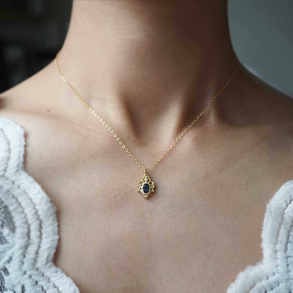 Midnight Crown Blue Sapphire Necklace in 14K and 18K Gold